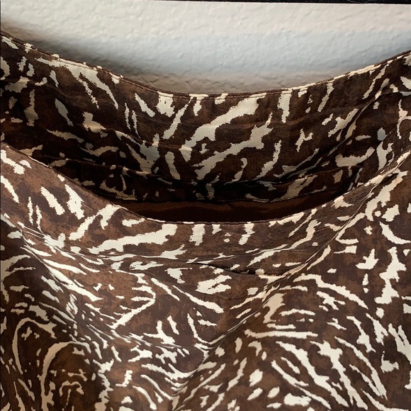 Silk Brown & White Abstract Floral Bell Skirt - Picture 10 of 10